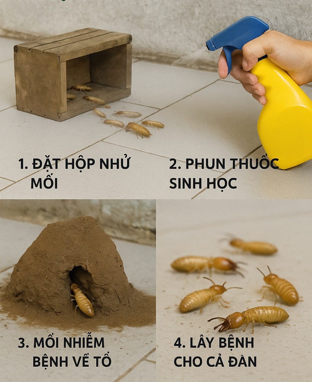 Quy trình diệt mối sinh học tại Điện Biên gồm 4 bước thực tế